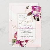 Watercolor Zoete Erwten Kersenrood Bruiloftslunch Kaart (Voorkant / Achterkant)