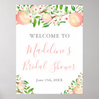 Watercolor Zoete Perzik Bruids Baby Shower Welkom