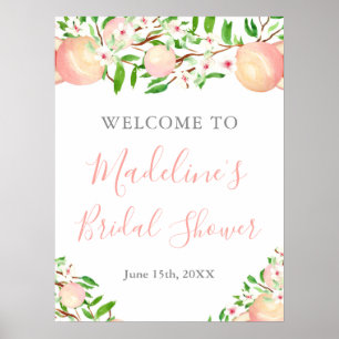 Watercolor Zoete Perzik Bruids Baby Shower Welkom Poster
