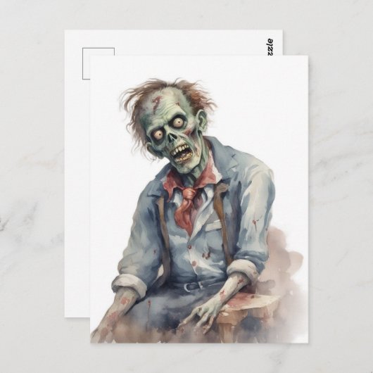 Watercolor Zombie Briefkaart (Voorkant / Achterkant)