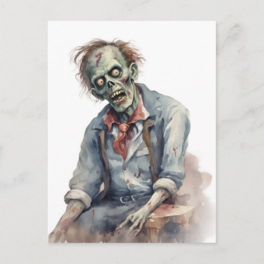 Watercolor Zombie Briefkaart (Voorkant)