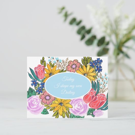 Watercolor Zomer Bloemen Gepersonaliseerde Postkaa Briefkaart (Staand voorkant)