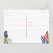 Watercolor Zomer Bloemen Personalized Postcard Briefkaart (Achterkant)
