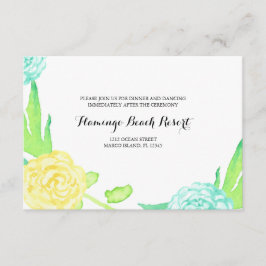 Watercolor Zomer Bloemen Trouwreceptiekaart Kaart