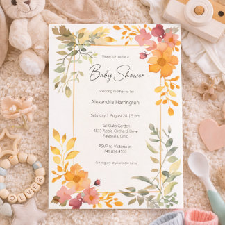 Watercolor Zomer Bloemige Baby Shower Kaart