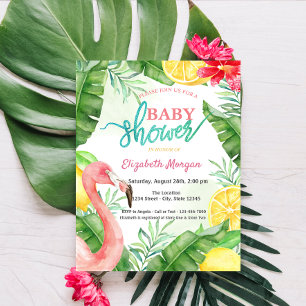 Watercolor Zomer Flamingo Baby Shower Kaart