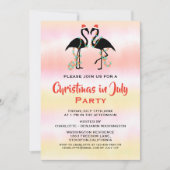 Watercolor Zomer Flamingo's Kerstmis In Juli Kaart (Voorkant)