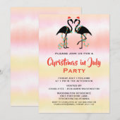 Watercolor Zomer Flamingo's Kerstmis In Juli Kaart (Voorkant / Achterkant)