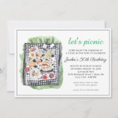 Watercolor Zomer Picknick Feest Uitnodiging (Voorkant)