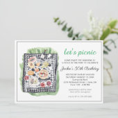 Watercolor Zomer Picknick Feest Uitnodiging (Staand voorkant)