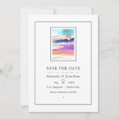 Watercolor Zomer Strand Bruiloft Foto Save The Date (Voorkant)