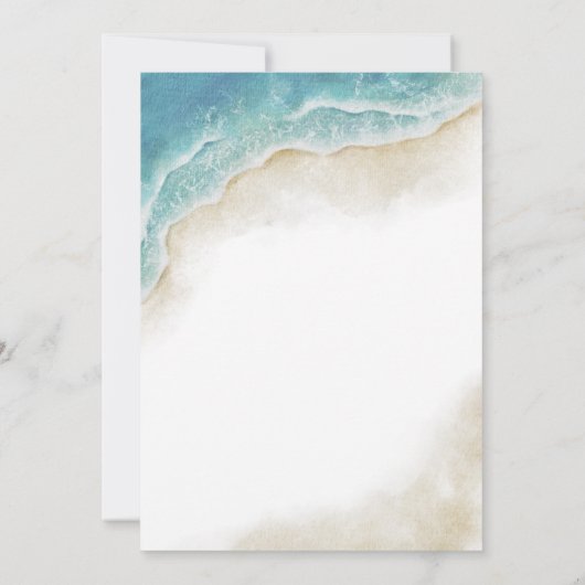 Watercolor Zomer Strand Bruiloft Kaart (Achterkant)