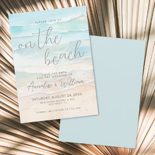 Watercolor Zomer Strand Huwelijk Save The Date