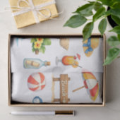 Watercolor Zomer Strand Pret  Tissuepapier (Geschenk)