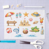 Watercolor Zomer Strand Pret  Tissuepapier (Craft)