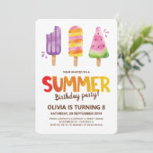 Watercolor Zomer Verjaardagsfeestje Kaart (Staand voorkant)