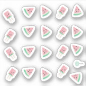 Watercolor Zomer Watermeloen Pops Sticker (Voorkant)