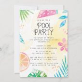 Watercolor Zomer Zwembad Feest Uitnodiging (Voorkant)