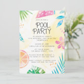 Watercolor Zomer Zwembad Feest Uitnodiging (Staand voorkant)