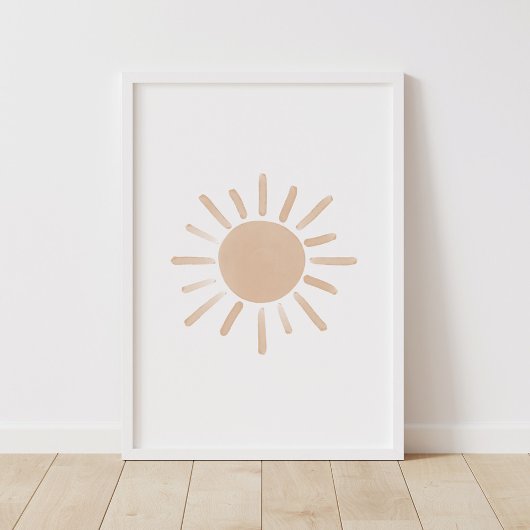 Watercolor Zon Kinderkamer Poster