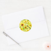 Watercolor Zonnebloem 2 Ronde Sticker (Envelop)