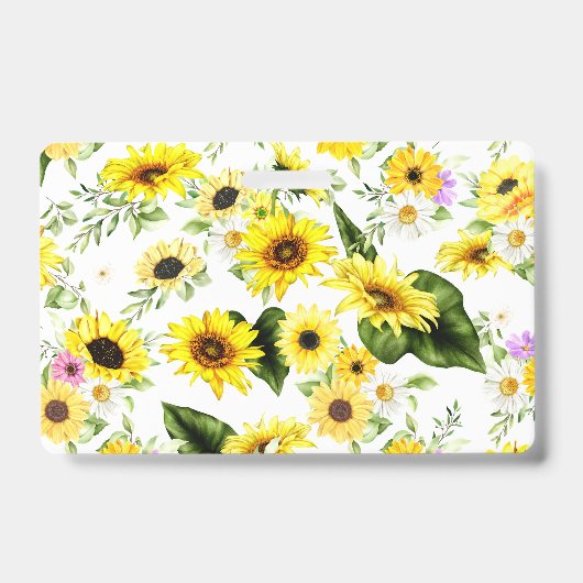 Watercolor Zonnebloem 7 Badge (Voorzijde)