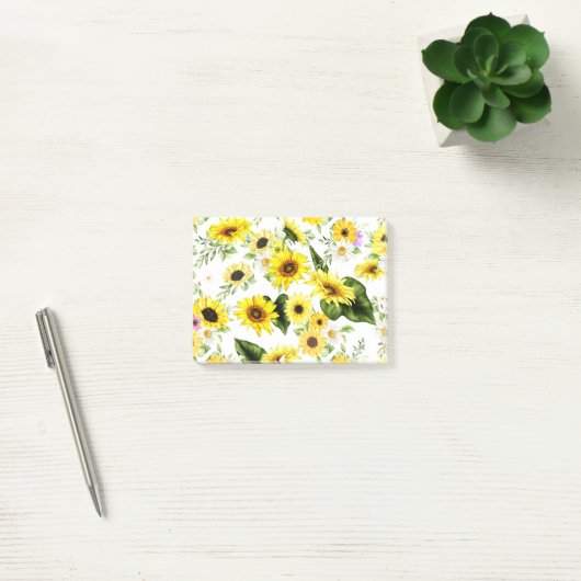 Watercolor Zonnebloem 7 Post-it® Notes (Kantoor)