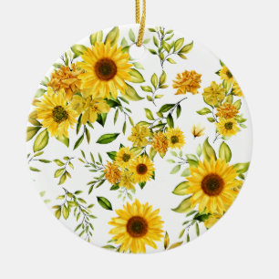 Watercolor Zonnebloem 8 Keramisch Ornament