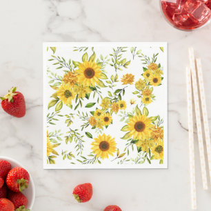 Watercolor Zonnebloem 8 Servet