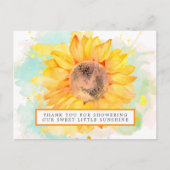 Watercolor Zonnebloem Baby Shower Bedankt Briefkaart (Voorkant)
