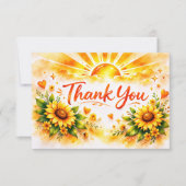 Watercolor Zonnebloem babyshower Bedankkaart (Voorkant)