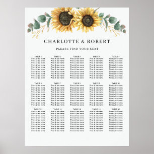 Watercolor Zonnebloem Bloemstuk Trouw Zittijd Char Poster
