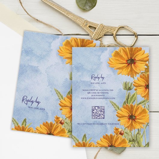 Watercolor Zonnebloem Boho Bruiloft Antwoord Via Q