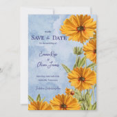 Watercolor Zonnebloem Boho Trouw Save the Date (Voorkant)