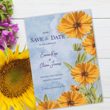 Watercolor Zonnebloem Boho Trouw Save the Date