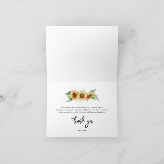 Watercolor Zonnebloem Bruidscadeau Bedankkaart (Binnen)