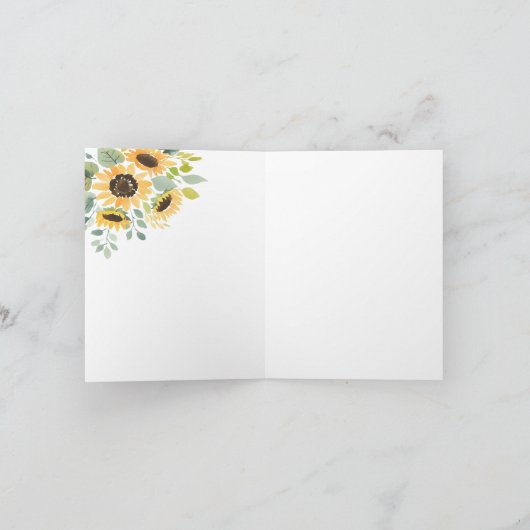 Watercolor Zonnebloem Bruidsdiner Bedankkaart (Binnen)