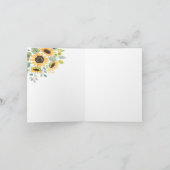 Watercolor Zonnebloem Bruidsdouche Bedankkaart (Binnen)
