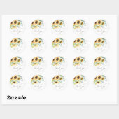 Watercolor Zonnebloem Bruidsdouche Ronde Sticker (Vel)