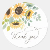 Watercolor Zonnebloem Bruidsdouche Ronde Sticker (Voorkant)