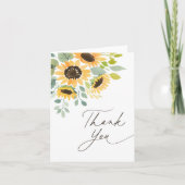 Watercolor Zonnebloem Bruidsfeest Bedankkaart (Voorkant)