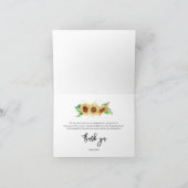 Watercolor Zonnebloem Bruidsfeest Bedankkaart (Binnen)