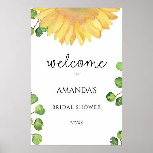 Watercolor zonnebloem bruidssalon poster (Voorkant)