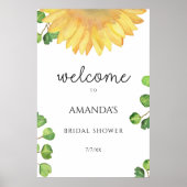 Watercolor zonnebloem bruidsshower poster (Voorkant)