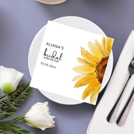 Watercolor zonnebloem bruidsshower servetten