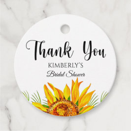 Watercolor zonnebloem bruiloft favor taggen bedankjes labels