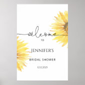 Watercolor Zonnebloem bruiloft feest welkom bord Poster (Voorkant)