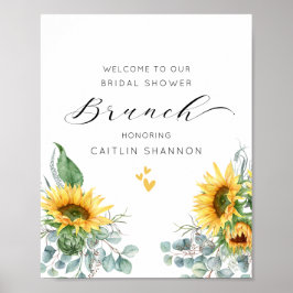 Watercolor Zonnebloem Bruiloft Feest Welkom Bord Poster