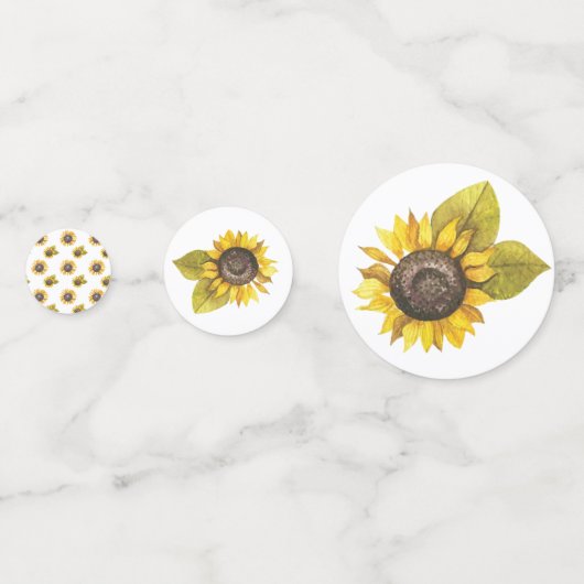 Watercolor Zonnebloem Confetti (Voorkanten)