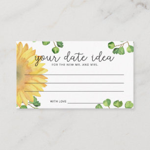 Watercolor zonnebloem Date night ideeën \ Date jar Informatiekaartje